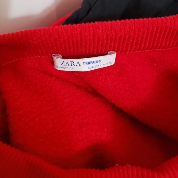 Zara Double Front Crewneck Red&Black Womens Hoodie - Picture 7 of 9